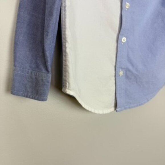 Janie and Jack Boys Button Down Shirt Colorblock Sz 5 Long Sleeve Collared Blue - Picture 3 of 9